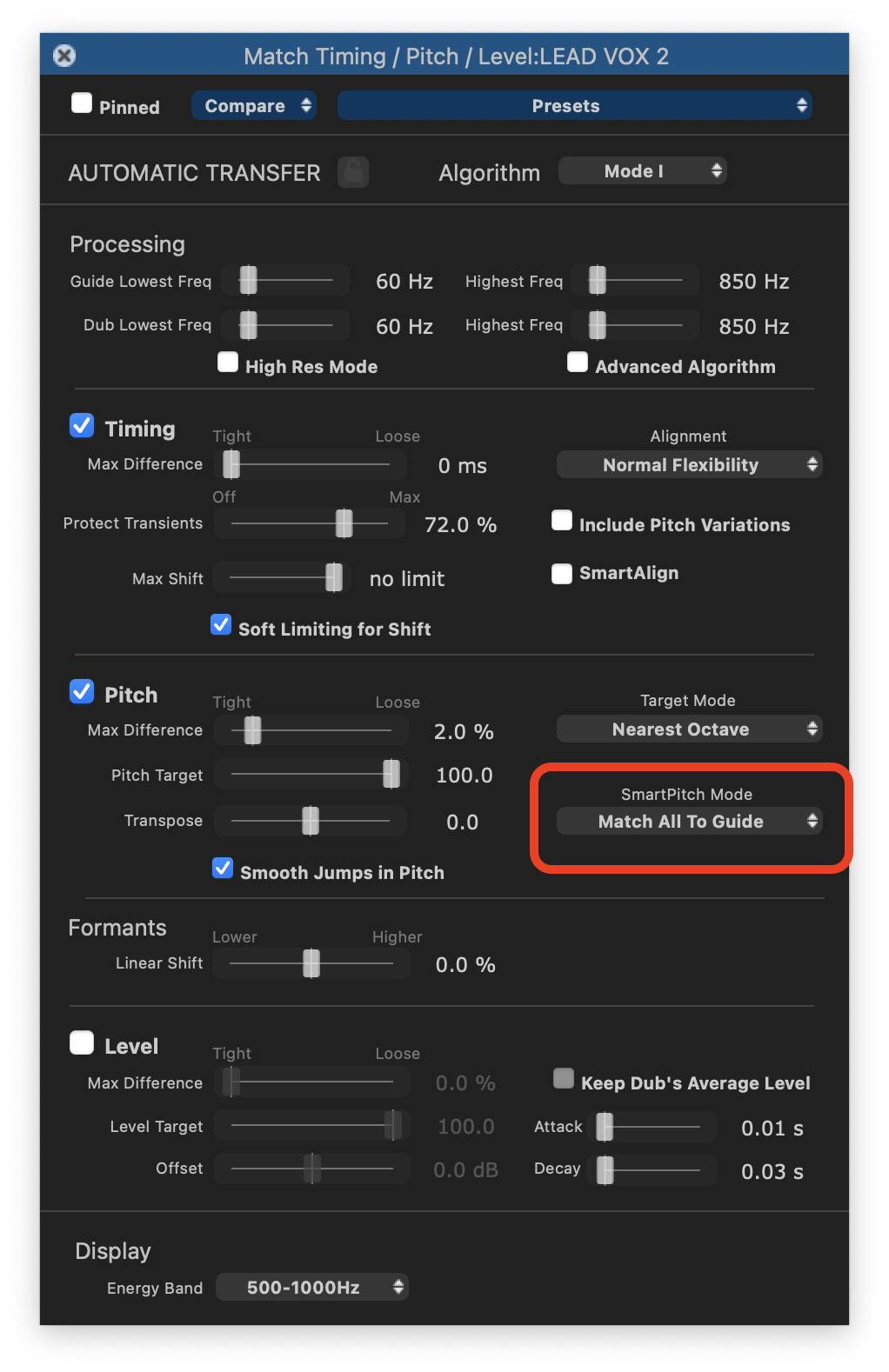 Панель Match с блоком SmartPitch Mode